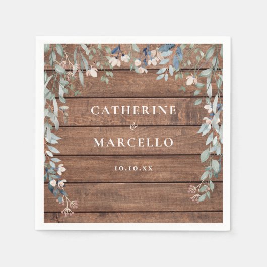 Wildblumen Blumenkaskade Rustikale Holzhochzeit Serviette (Vorderseite)