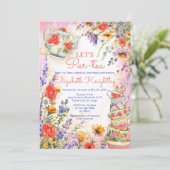 Wildblumen Blumenkohl Tee Brautparty Einladung (Stehend Vorderseite)