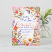 Wildblumen Blumenkohl Tee Party Geburtstag Einladung (Stehend Vorderseite)