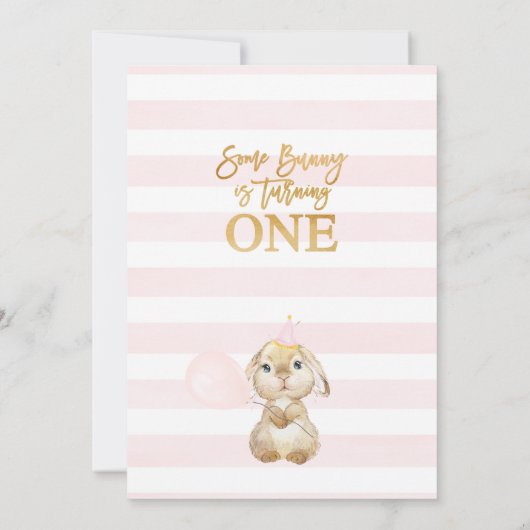 Wildblumen Blumenkraut Bunny Birthday Einladung (Rückseite)