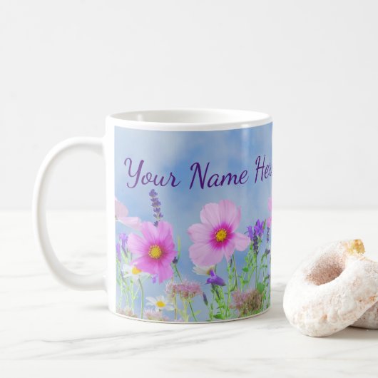 Wildblumen-Blumenmuster   Kaffeetasse (Mit Donut)