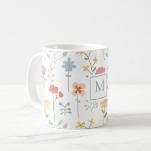 Wildblumen Blumenmuster Monogramm Kaffeetasse