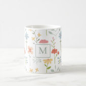Wildblumen Blumenmuster Monogramm Kaffeetasse (Mittel)