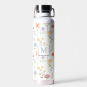 Wildblumen Blumenmuster Monogramm Trinkflasche (Rückseite)