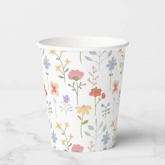 Wildblumen Blumenmuster Pappbecher (Rückseite)