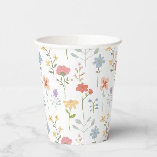 Wildblumen Blumenmuster Pappbecher (Links)