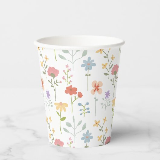 Wildblumen Blumenmuster Pappbecher (Vorderseite)