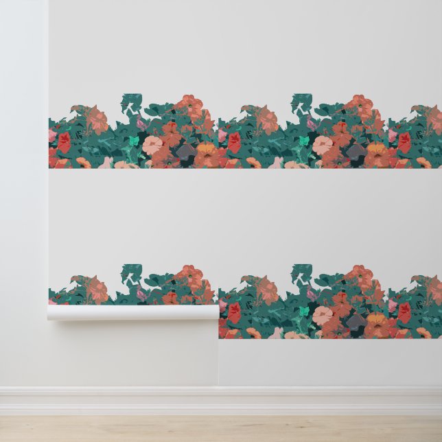 Wildblumen Blumenorange Grüne Blätter Grüne Tapete (Anwendung)