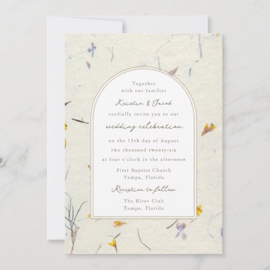 Wildblumen Blumenpapier Moderne digitale Hochzeit Einladung (Vorderseite)