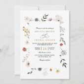 Wildblumen-Blumenrahmen Eleganter QR-Code Hochzeit Einladung (Vorderseite)