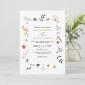 Wildblumen-Blumenrahmen Eleganter QR-Code Hochzeit Einladung (Stehend Vorderseite)