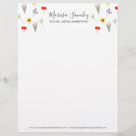 Wildblumen Blumenschrift Name Moderner Letterhead Briefbogen