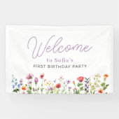 Wildblumen-Blumenstrauß 1. Geburtstags-Willkommen Banner (Horizontal)