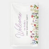 Wildblumen-Blumenstrauß 1. Geburtstags-Willkommen Banner (Vertikal)