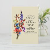 Wildblumen Blumenwasser Farbe Beige Brautparty Einladung (Stehend Vorderseite)