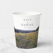 Wildblumen Blumenwiese Hochzeit Pappbecher (Rückseite)