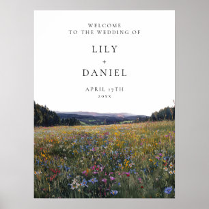Wildblumen Blumenwiese Hochzeit Willkommensschild Poster