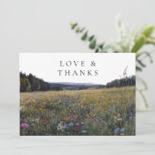 Wildblumen Blumenwiese Hochzeitsfoto Dankeskarte (Stehend Vorderseite)