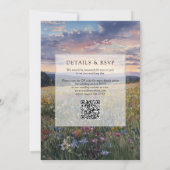 Wildblumen Blumenwiese QR-Code Hochzeit Einladung (Rückseite)