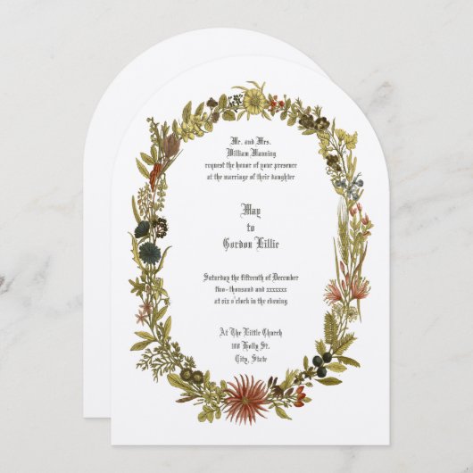 Wildblumen Blumenzeremonie Einladung (Vorne/Hinten)