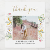 Wildblumen Blüte danke Ihnen Foto Weinetikett (Einzelnes Label)