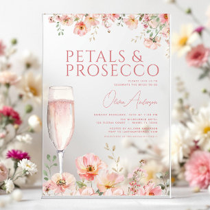 Wildblumen Blüten & Prosecco Bridal Shower Acryleinladungen