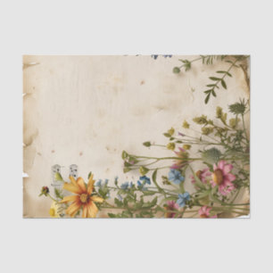 Wildblumen Blütenblatt Vintages Musikblatt Ephemer Seidenpapier