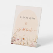 Wildblumen Bogen Pfirsichschild das Gästebuch Sockelschild (Vorderseite)