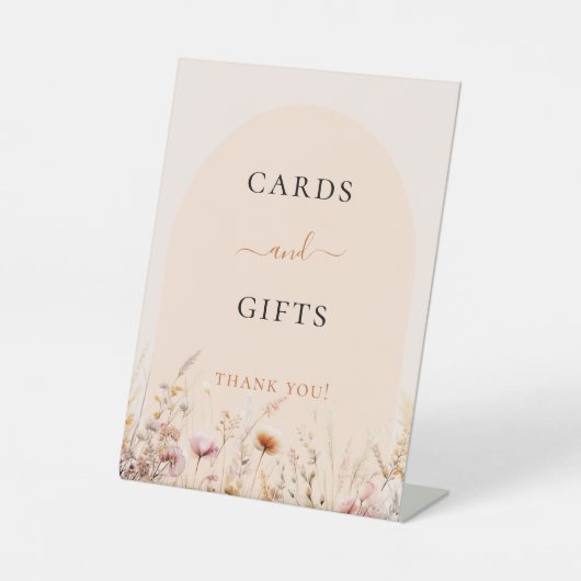 Wildblumen Bogenpfirsichkarten-Geschenkzeichen Sockelschild (Vorderseite)