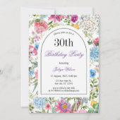 Wildblumen Bogenrahmen 30. Geburtstag Einladung (Vorderseite)