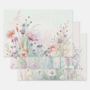 Wildblumen Boho Aquarell Brautparty Geburtstag  Geschenkpapier Set