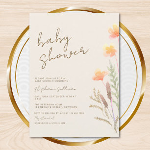 Wildblumen-Boho-Baby-Party Einladung