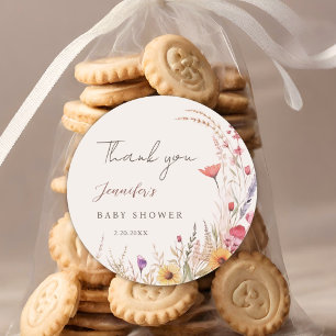 Wildblumen Boho-Baby-Party-Geschenk Klassiker Runder Aufkleber