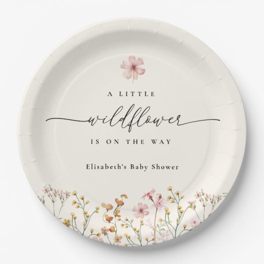 Wildblumen-Boho-Baby-Party Pappteller (Vorderseite)