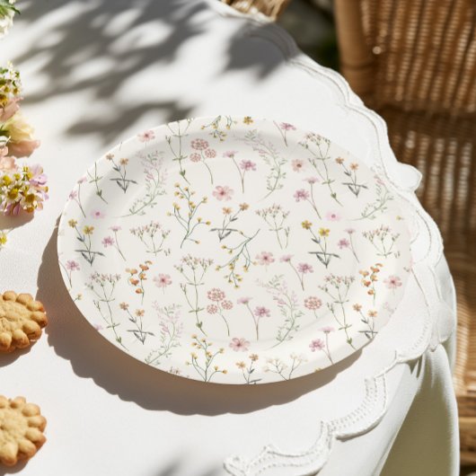 Wildblumen-Boho-Baby-Party Pappteller