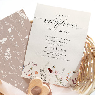 Wildblumen Boho-Baby-Party Wald Elegant Einladung