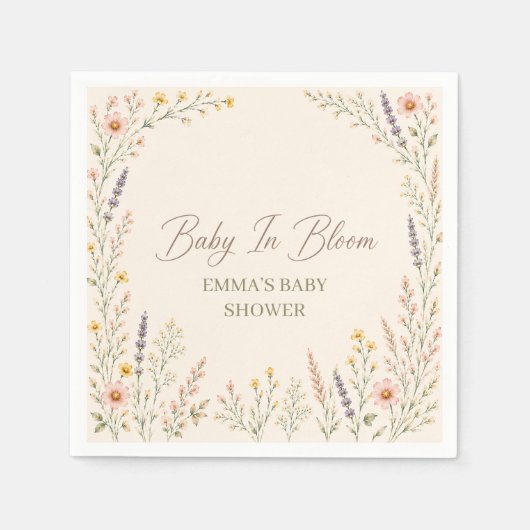 Wildblumen Boho Baby Shower Papier Servietten (Vorderseite)
