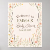 Wildblumen-Boho-Baby-Shower-Willkommensschild Poster (Vorne)
