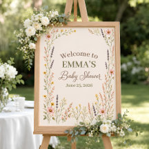 Wildblumen-Boho-Baby-Shower-Willkommensschild
