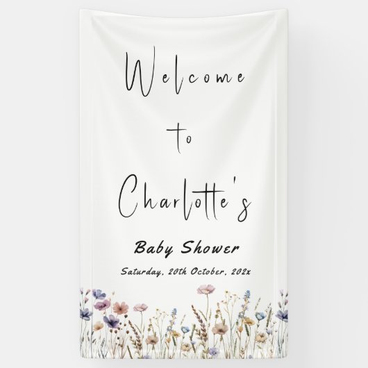 Wildblumen Boho Babydusche Banner (Vertikal)