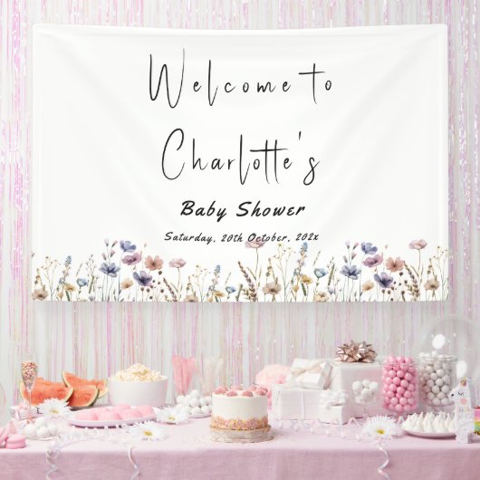 Wildblumen Boho Babydusche Banner (Party)