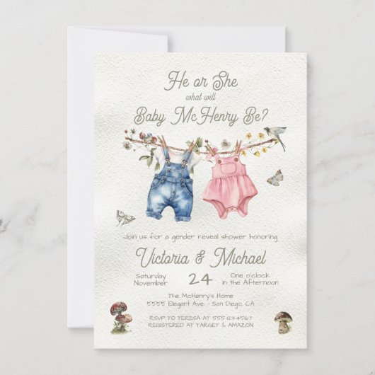 Wildblumen Boho Babydusche Einladung (Vorderseite)