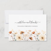 Wildblumen Boho Beige Terracotta Rost Wedding Dankeskarte (Vorderseite)