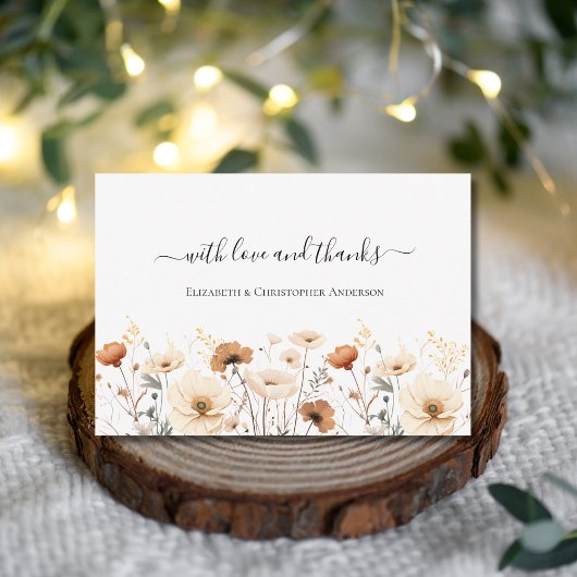 Wildblumen Boho Beige Terracotta Rost Wedding Dankeskarte