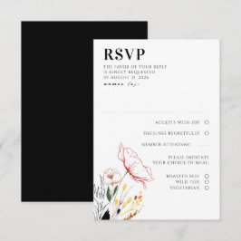 Wildblumen Boho Black Elegant Wedding UAWG RSVP Karte