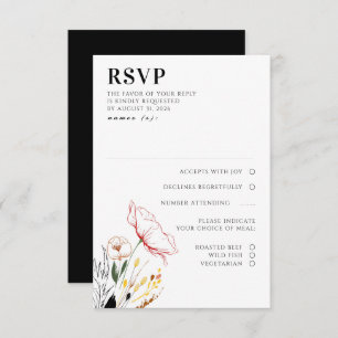 Wildblumen Boho Black Elegant Wedding UAWG RSVP Karte