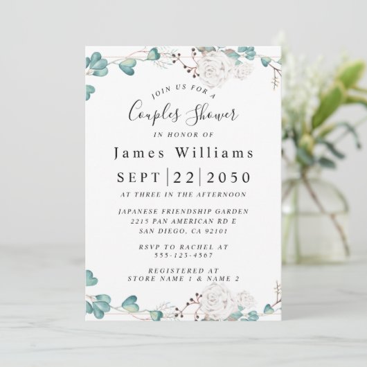 Wildblumen, Boho Blumendusche Einladung (Stehend Vorderseite)