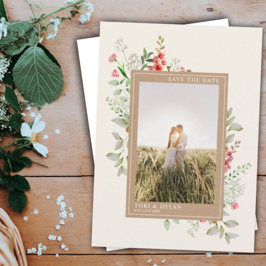 Wildblumen Boho Botanische Hochzeit Foto Rette The Save The Date
