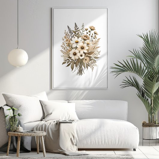 Wildblumen Boho Botanische Wasserfarben Kunst, Dic Poster