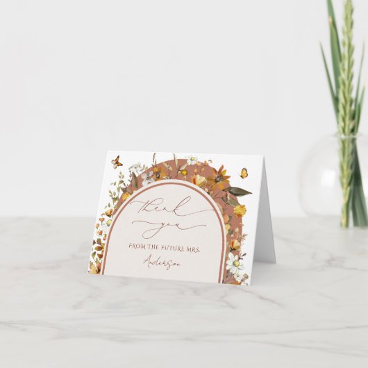 Wildblumen Boho Brautparty Dankeskarte (Vorderseite)